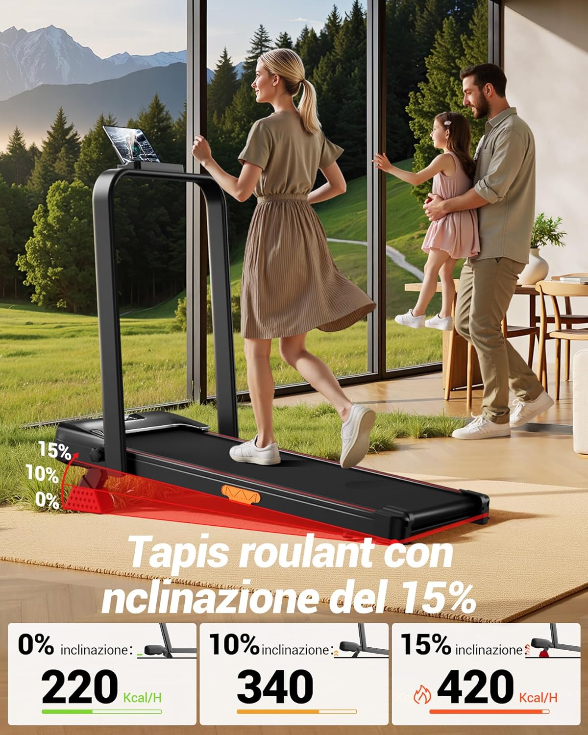 Tapis de course incliné ultra-compact